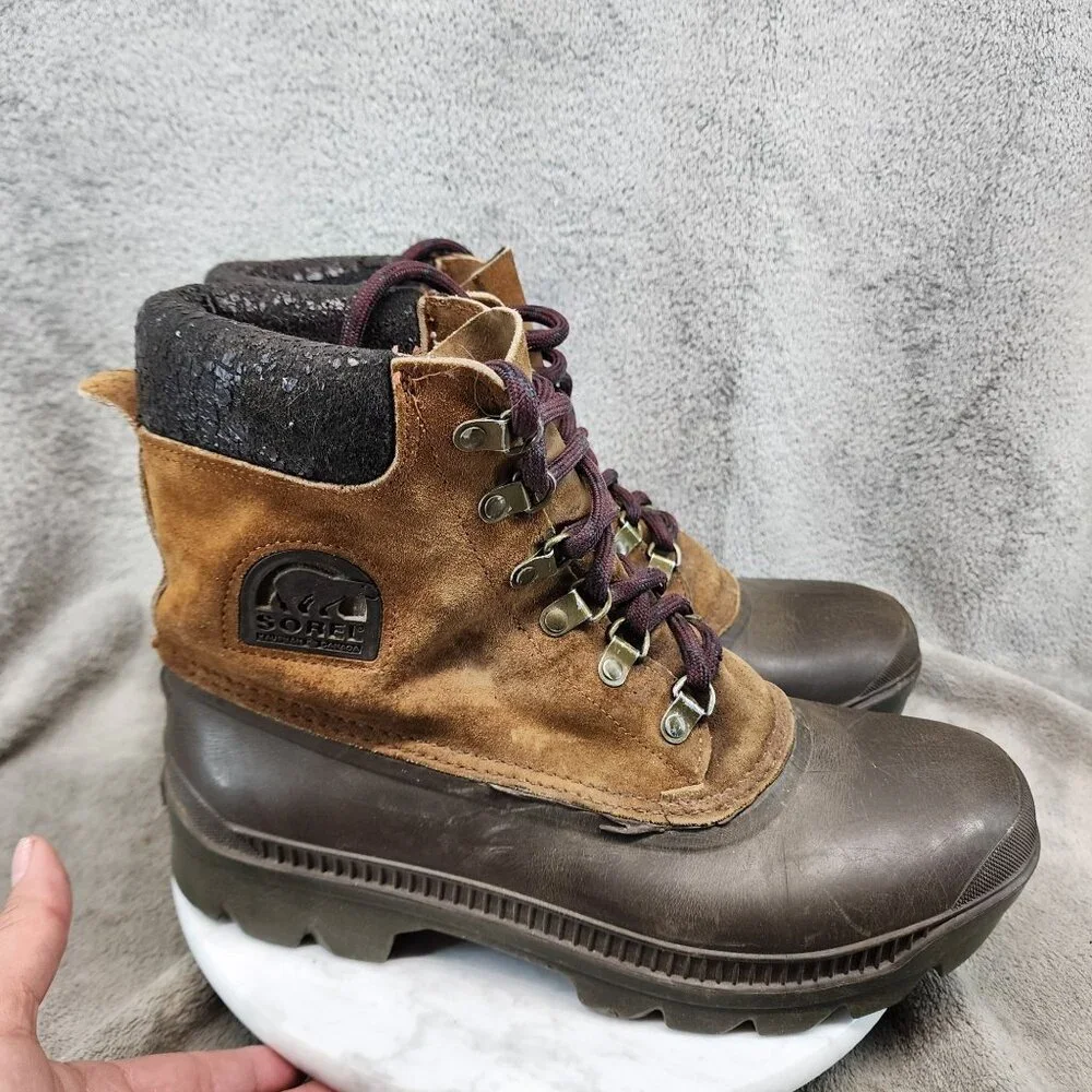 Sorel Shoes Mens Size 10 Brown Leather Lace Up Boots *Read*